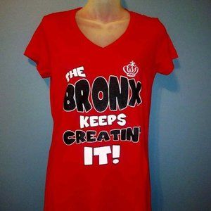 Next Level Apparel "The Bronx Keeps Creatin It" XL Red Women's V-Neck T-Shirt